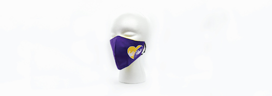 Cubrebocas morado con corazón TeletonUSA